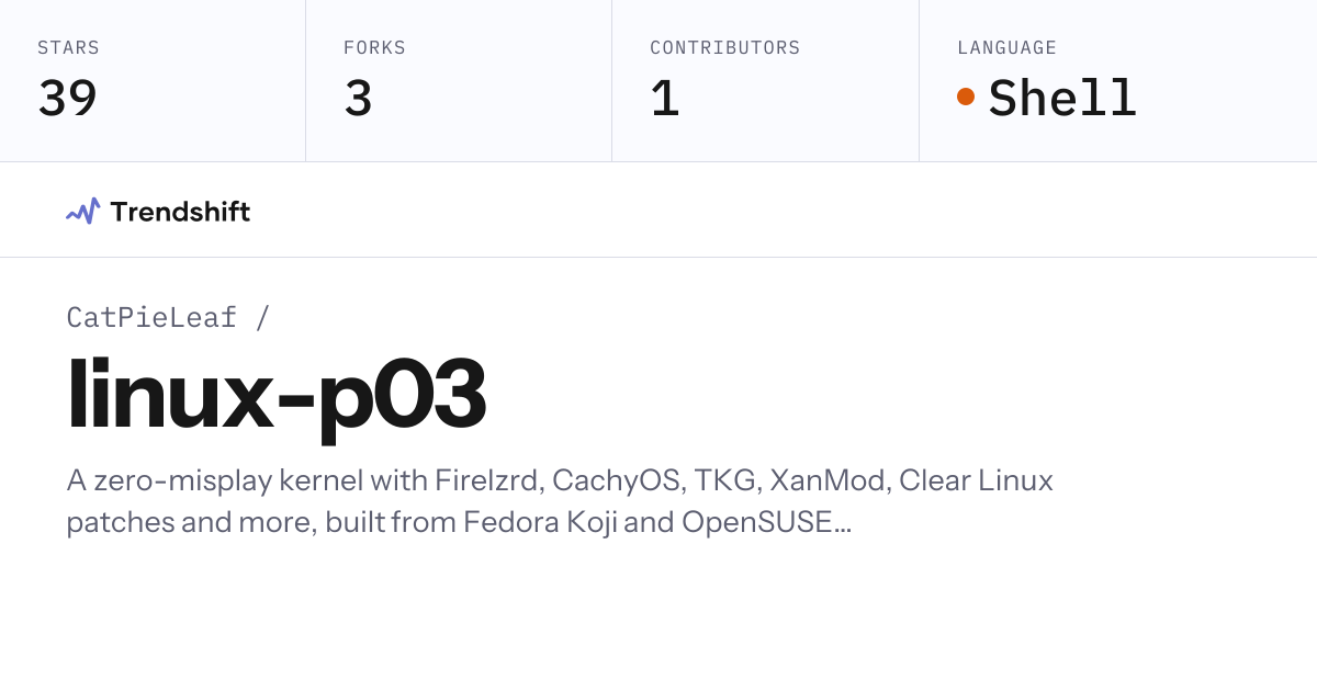 CatPieLeaf/linux-p03 — GitHub trending stats & insights | Trendshift