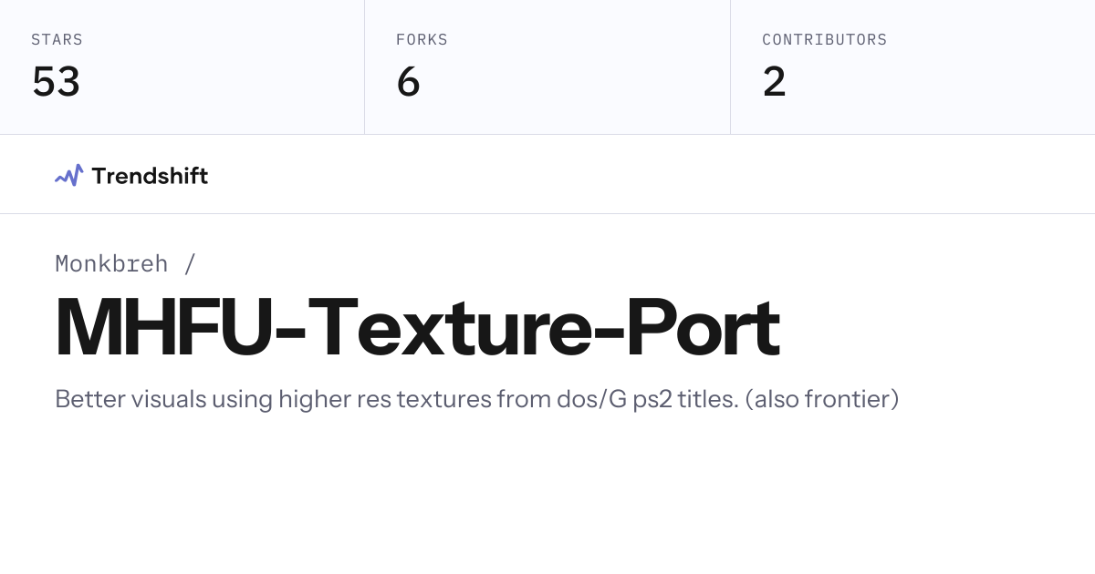Monkbreh/MHFU-Texture-Port — GitHub trending stats & insights | Trendshift