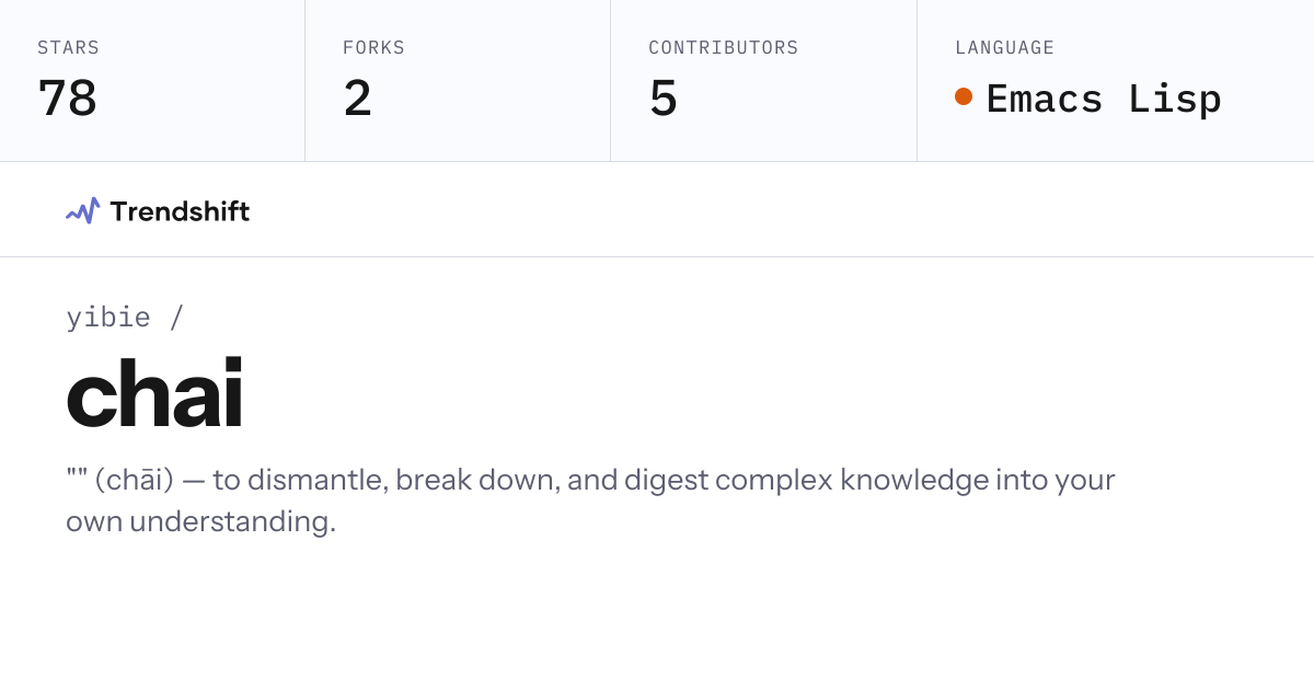 yibie/chai — GitHub trending stats & insights | Trendshift