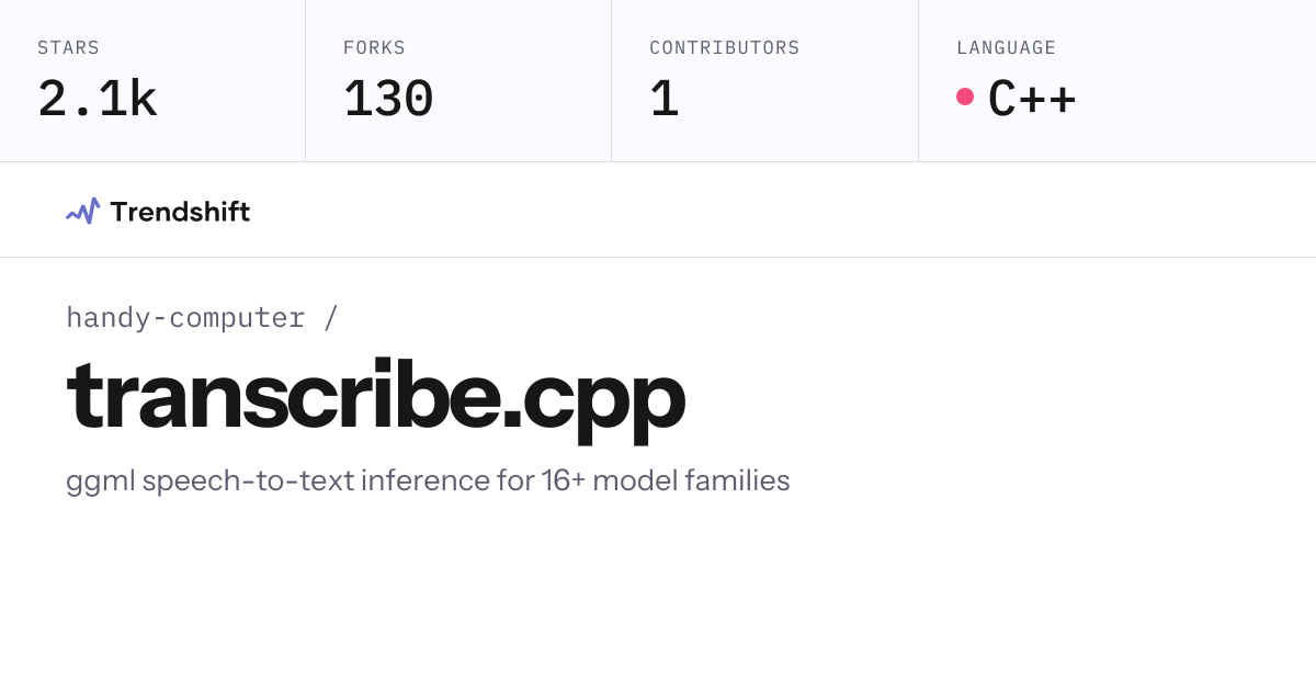handy-computer/transcribe.cpp — GitHub trending stats & insights ...