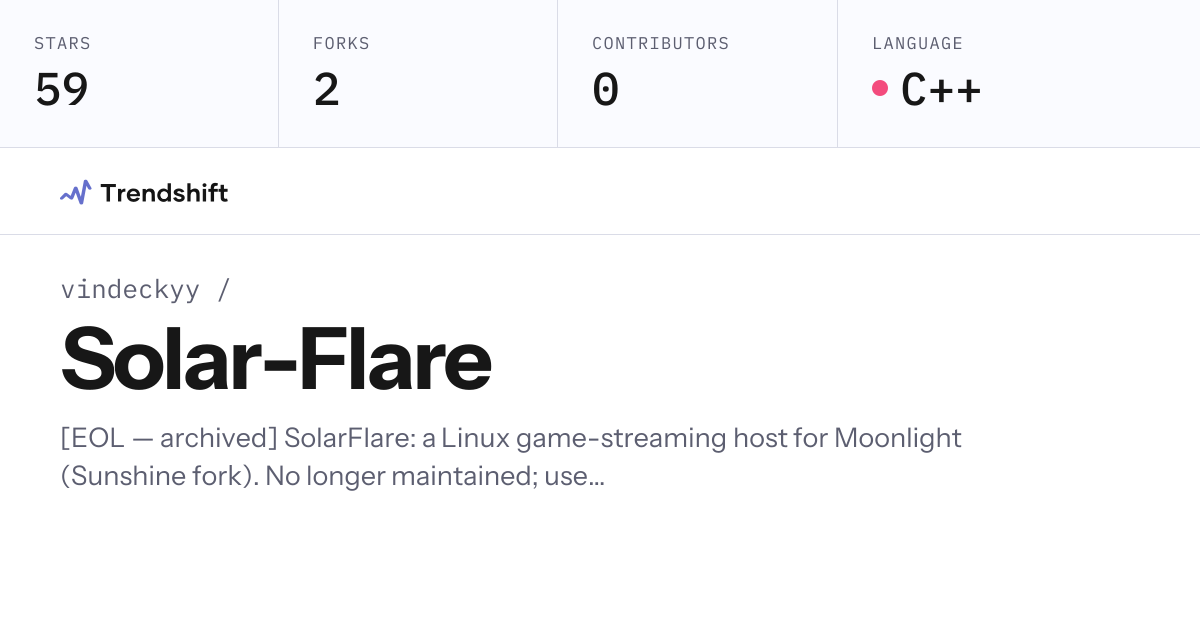 vindeckyy/Solar-Flare — GitHub trending stats & insights | Trendshift