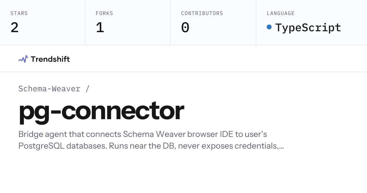 Schema-Weaver/pg-connector — GitHub trending stats & insights | Trendshift