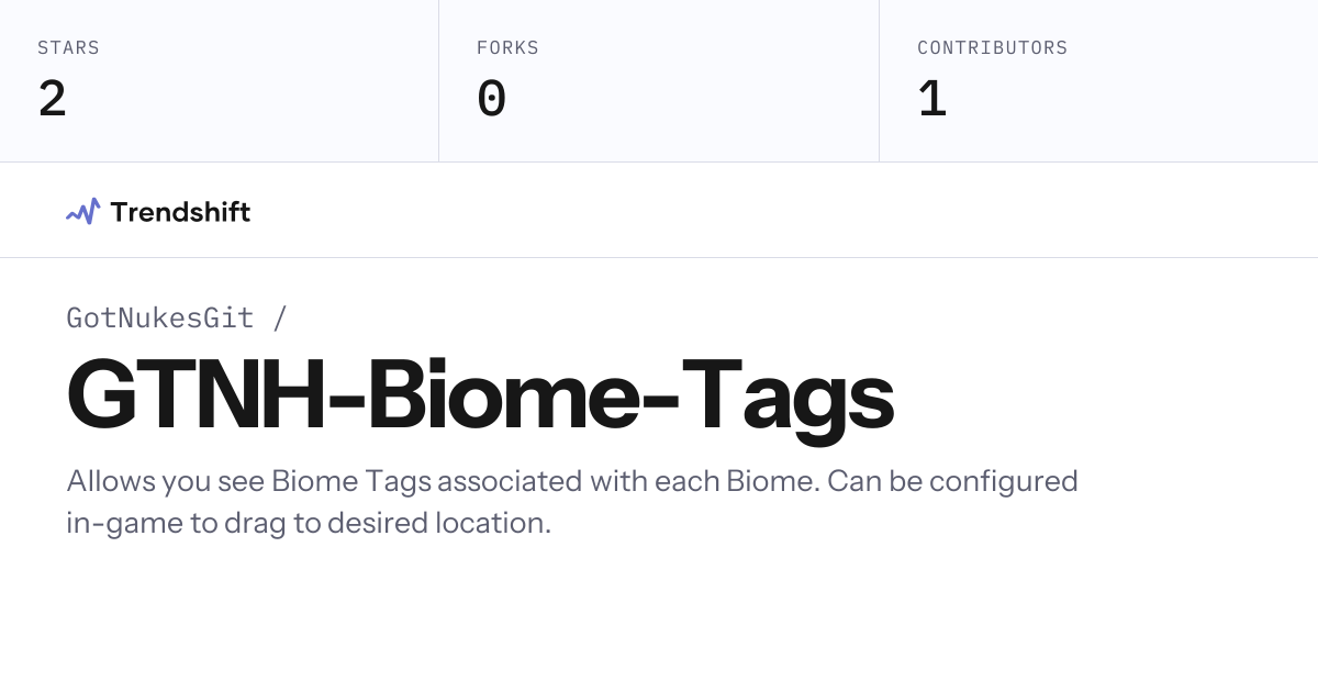 GotNukesGit/GTNH-Biome-Tags — GitHub trending stats & insights | Trendshift