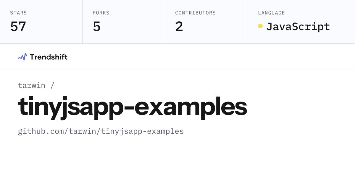 tarwin/tinyjsapp-examples — GitHub trending stats & insights | Trendshift