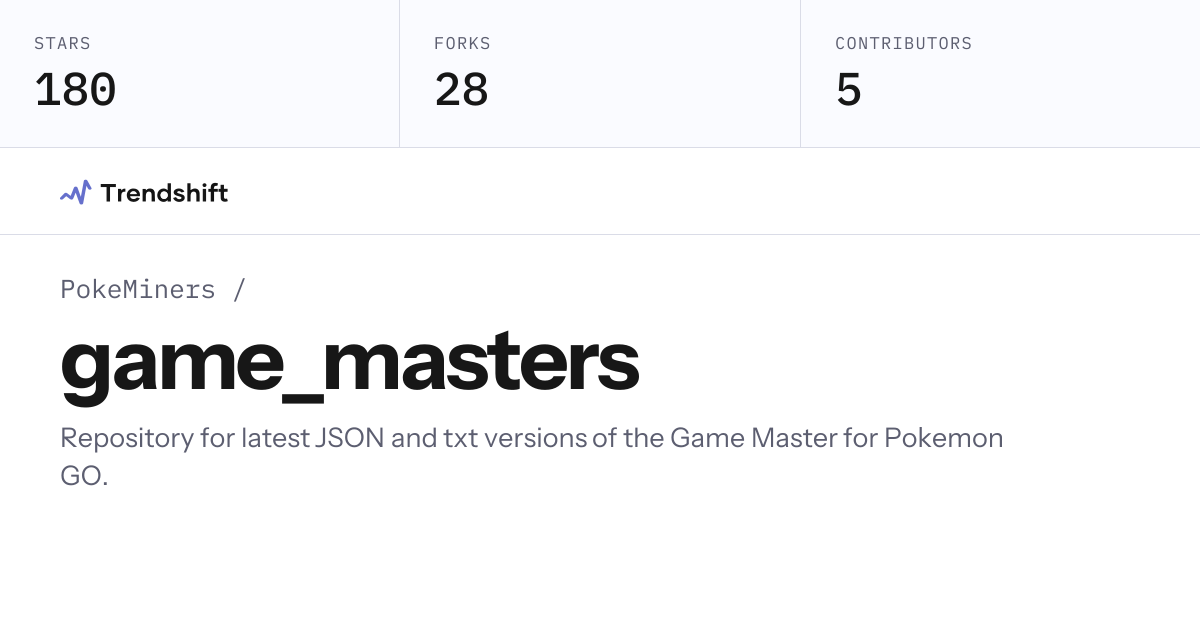 PokeMiners/game_masters — GitHub trending stats & insights | Trendshift