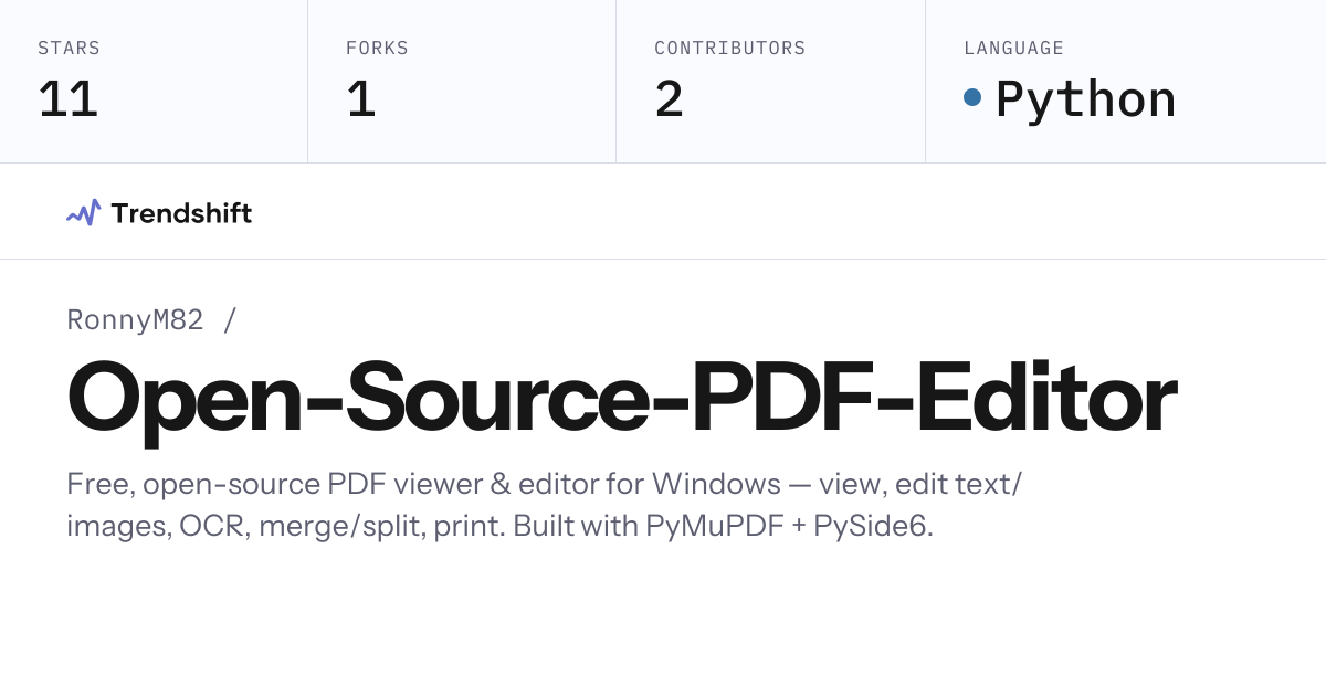RonnyM82/Open-Source-PDF-Editor — GitHub trending stats & insights ...