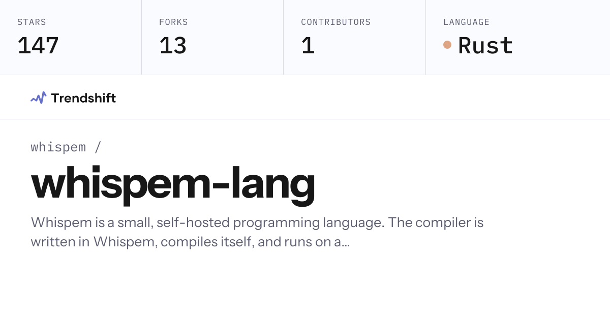 whispem/whispem-lang — GitHub trending stats & insights | Trendshift