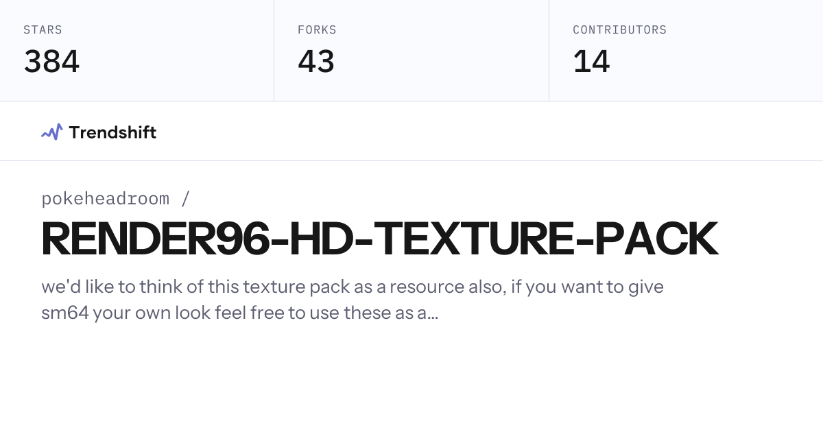 pokeheadroom/RENDER96-HD-TEXTURE-PACK — GitHub trending stats ...