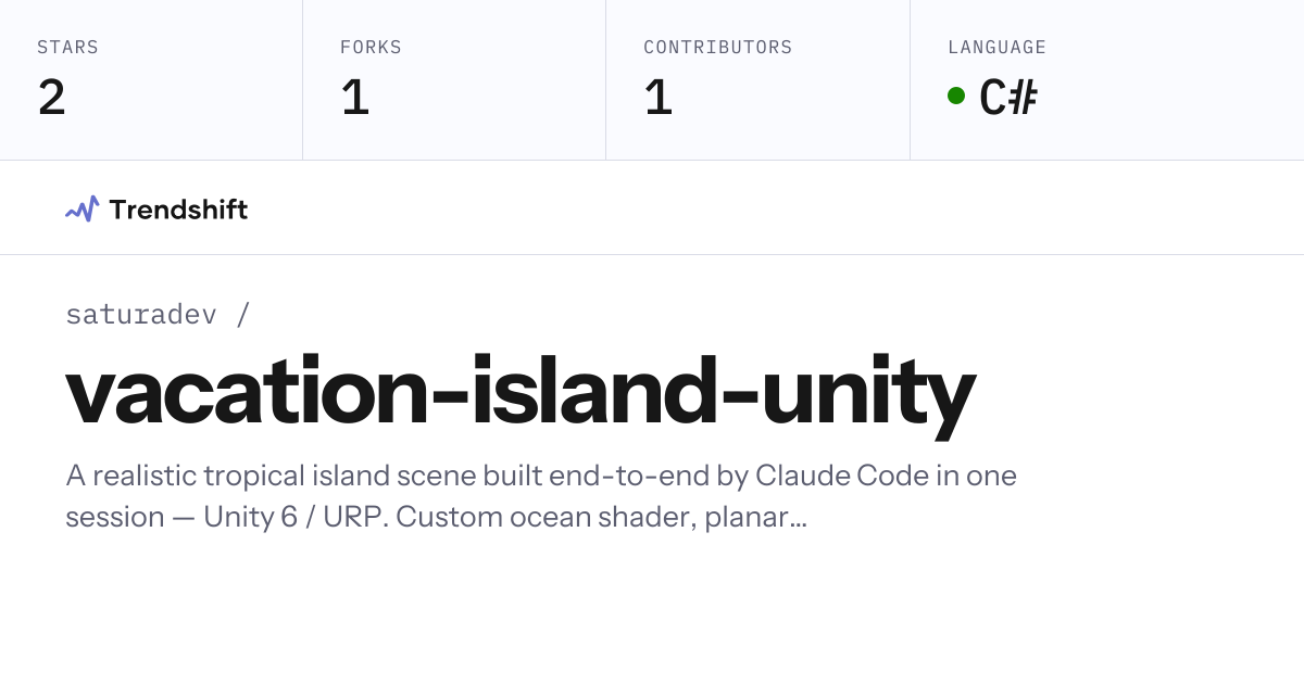 saturadev/vacation-island-unity — GitHub trending stats & insights ...