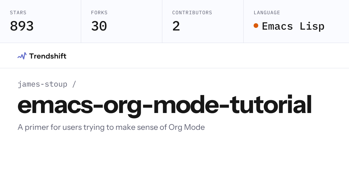 james-stoup/emacs-org-mode-tutorial — GitHub trending stats & insights ...