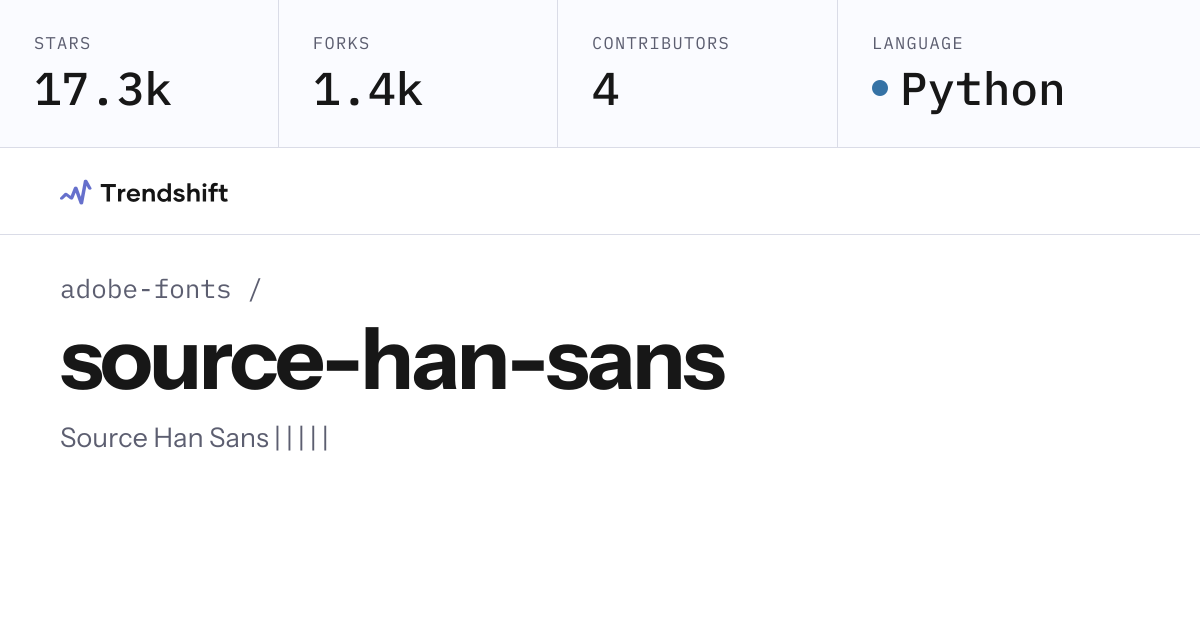 adobe-fonts/source-han-sans — GitHub trending stats & insights | Trendshift