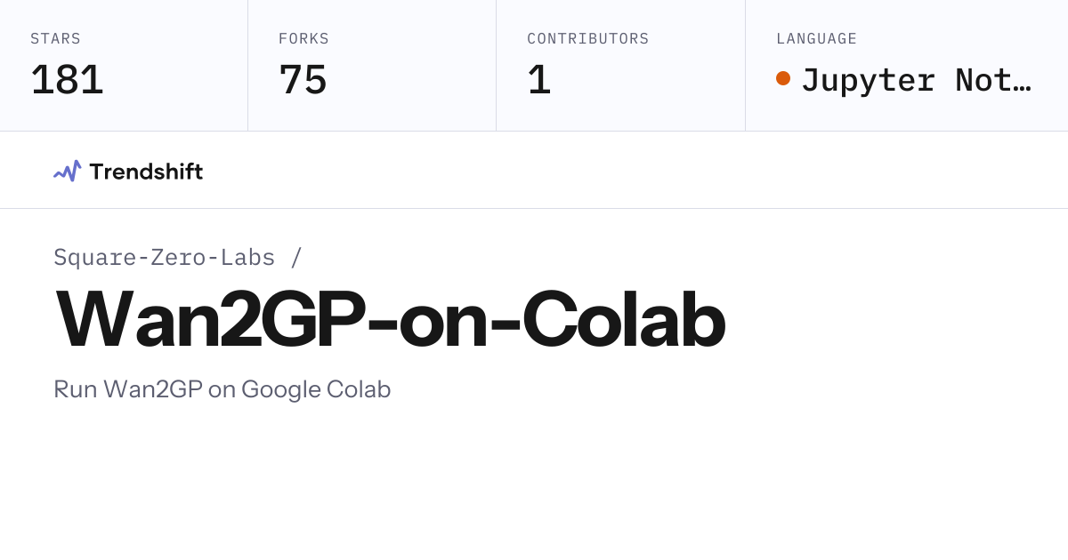 Square-Zero-Labs/Wan2GP-on-Colab — GitHub trending stats & insights ...